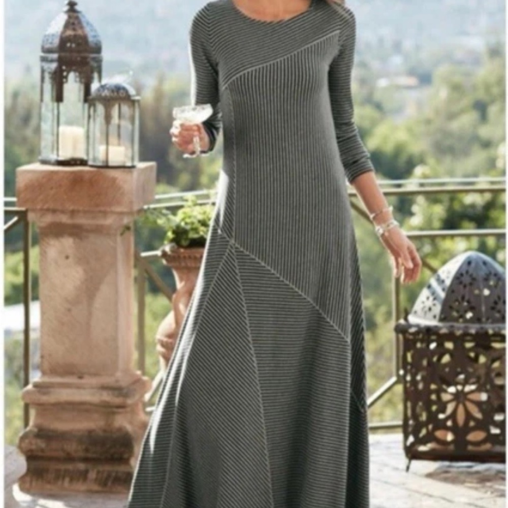 NWT Soft Surroundings Ryley Maxi Long Sleeve Dress Black Luxe Black XL Lagenlook